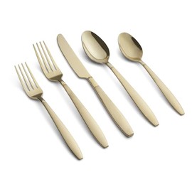Cambridge Mathison Champagne Sand/Mirror Piece Flatware, 20 Count, No Color