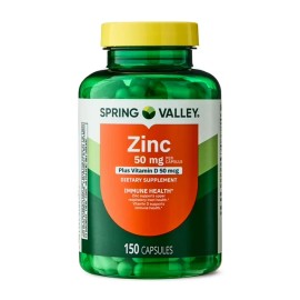 Zinc with Vitamin D Immune Health Capsules Dietary Supplement 50 mg, 150 Count