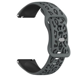Leopard Engraved Band for Gabb Watch 3e 3 2 1/Gizmo Watch 3 2 1, Cosmo JrTrack 4/3/2 SE/2/JrTrack Band, Soft Silicone Sport Replacement Watch Strap (Grey/Black)