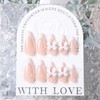 KTAABTR French Tip Press on Nails with Pearls Bow Nail