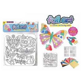 Dear Mia Little Liz | Set de 4 Pz Arte con Papel de Aluminio Foil Art Kit con Pegatinas | Manualidades para Niños | Diseños de Mariposa Animales & Vehículos | Embalaje Individual
