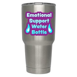 Emotional Support Water Bottle Vinyl Decal Stickers for Bottles, Cups, Tumblers, Mugs, Jugs, Hydro Flasks (Two Pack!) 2-4 x 3.25 Inch Decals - KCD3406 (Purple)