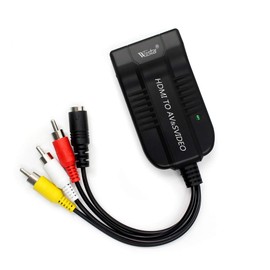 Wiistar HDMI to Male AV CVBS S-Video Converter Adapter HDMI to Male 3RCA Composite R/L S Video 1080P Video Converter Box with AV Svideo Cable