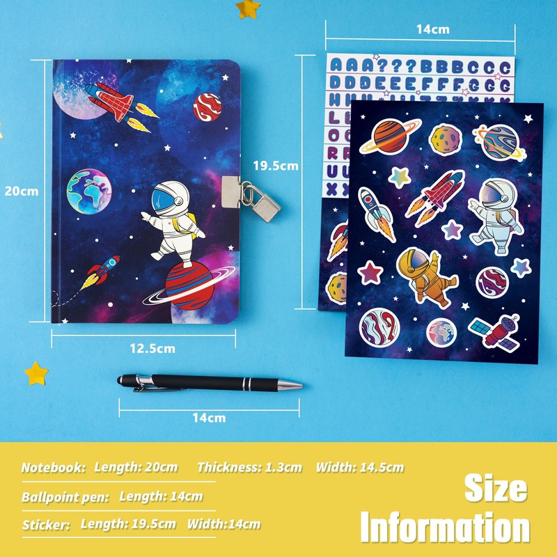Space Diary Set - Luminous Notebook Gift for Boys Children