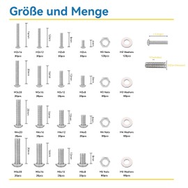 WZHUIDA 1080 Pieces M2 M3 M4 M5 Hex Socket Screws and Nuts and Washers Assortment Stainless Steel Rounded Head Screws with Nuts Assortment Kit with 4 Wrenches