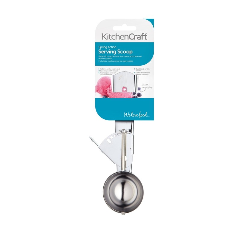 KitchenCraft KCAB821 Metal Ice Cream Scoop, 21 cm, Silver