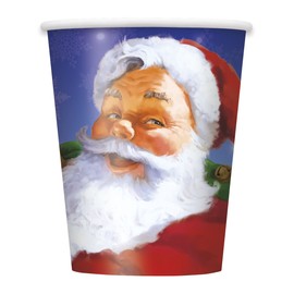 Unique Party 47806 - 9oz Santa Christmas Paper Cups, Pack of 8