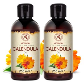Calendula Oil 2 x 250 ml - Calendula Oil - Calendula Officinalis - Calendula Oil Set - 100% Pure & Natural - Calendula Oil - Base Oil - Marigold Oil for Beauty - Massage - Cosmetics - Body Care