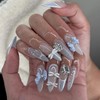 IMSOHOT Blue Press on Nails Long Stiletto Fake Nails with