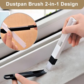 Pack of 4 Black Slotted Cleaning Brush, Dustpan, Effective Window Slots Brush for Clean Cleaning, 2-in-1 Mini Groove Cleaning Brush for Windows and Car, Practical Home Clean Tools