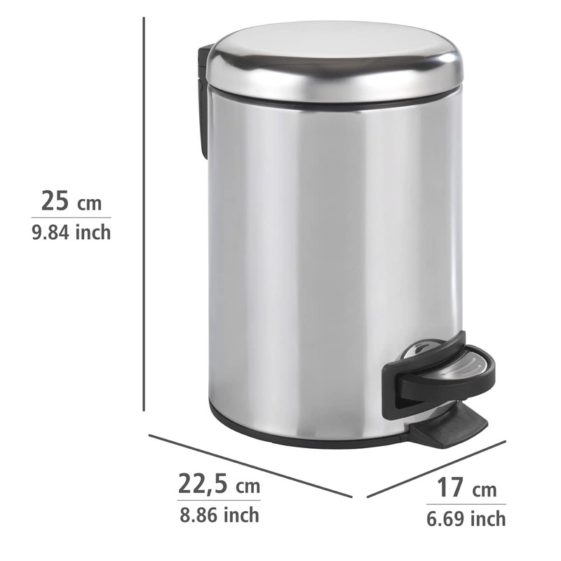 WENKO Cosmetic Pedal Bin Leman Stainless Steel Glossy 3 L