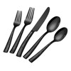 20-Piece Black Silverware Set, Ollex Stainless Steel Hammered Flatware Cutlery