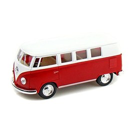 KiNSMART 1962 Volkswagen Classic Bus 1:32 Scale 5" Die Cast Metal Model Toy Van Pullback Acation (Red)
