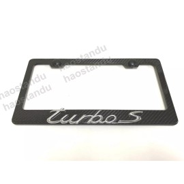 License Plate Frame Shop 1x TURBO S" 3D Emblem Real 3K TwillWeave CARBON FIBER License Plate Frame Holder