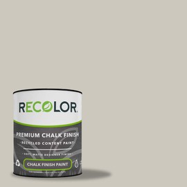 RECOLOR Recycled Interior Matte Finish Latex Paint for Walls and Furniture, 1 Quart, Chalk - Pewter