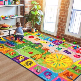 B BENRON B BENRON Kids Rugs for Playroom Classroom Bedroom, Educational and Fun Play Mat with ABC Alphabet Animals, Learning Rug for Children Toddler Baby Girls Boys Nursery, Washable, 4x6