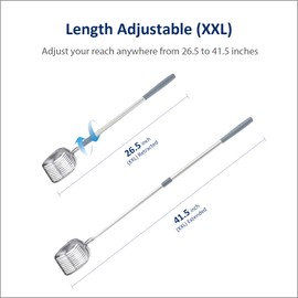 WePet Extendable Cat Litter Scoop, Extra Long Handle, Simple Adjustable to Desired Length, Aluminum Alloy Sifter, Metal Scooper, Deep Shove, Poop Sifting, Durable, Rust-proof, Size XXL, Grey Handle