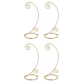 Creative Hobbies 10 Inch Tall Gold Plated Brass Ornament Display Hanger Stands - 4 Pack
