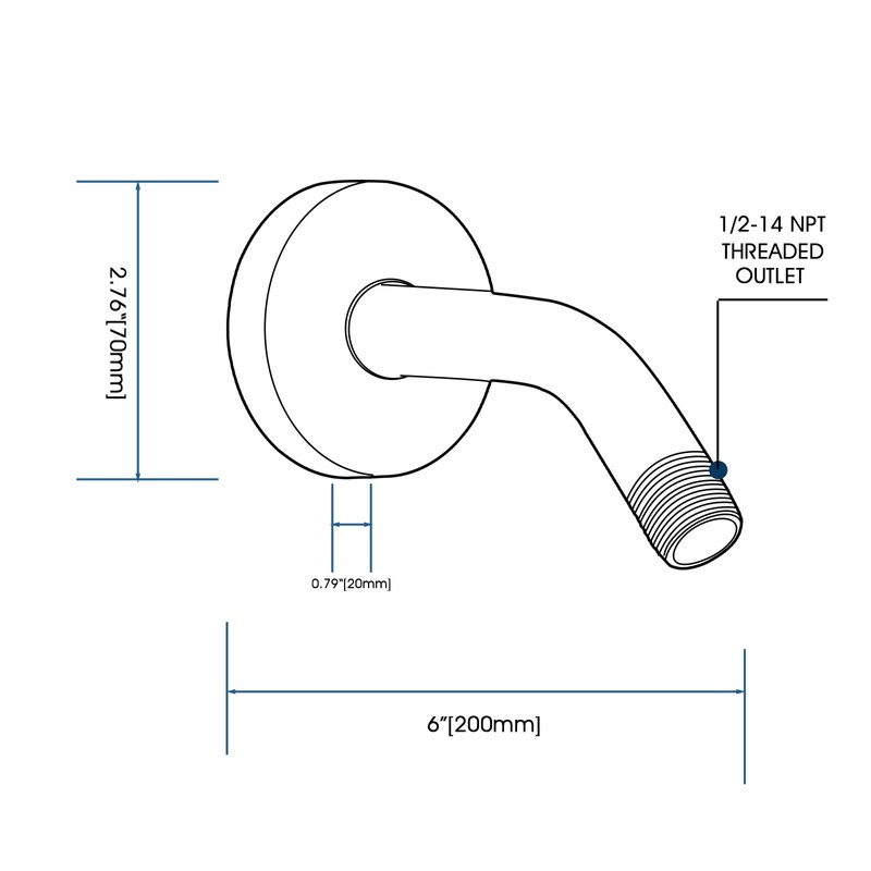 RAINREVIVE 6 Inch Shower Arm with Flange and Stabilizer Bracket,