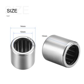 METALLIXITY HK1015 Needle Roller Bearings 10mm ID x 14mm OD 15mm Height 2 Packs, Chromium Steel Open End Thrust Bearing - for Industrial Machinery and Equipment