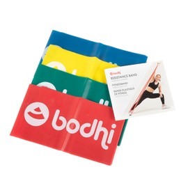Bodhi Fitnessband 4er-Set | Widerstandsband in 4 Stärken | Gymnastikband aus Naturlatex | Zubehör für Fitnesstraining, Physiotherapie, Yoga & Pilates | Sportband für Ganzkörpertraining