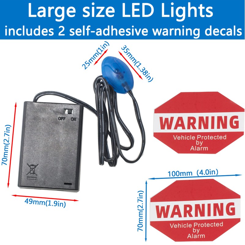Fake Car Alarm, Dummy Car Alarm,(Batteries Included) Red LED Light