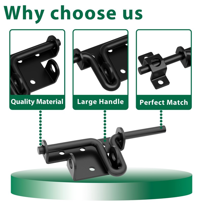 URDOGSL Heavy Duty Gate Latch with Padlock Hole Metal Thickened