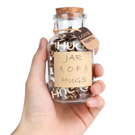 IMUQI Jar of Hug,Hugs to Give Those You Miss Gift,Wooden Cutout Letters Hugs for DIY Home Decor,Funny Gifts for Birthday Thanksgiving Day Christmas Anniversaries Gift Valentines Day.