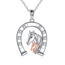 YAFEINI Cat/Horse/Deer/Elephant/Koala/Sea Lion/Dog/Frog Necklace 925 Silver Mother Daughter Chain Animal Necklace Pendant Gift for Mother Daughter, Sterling Silver, Cubic Zirconia