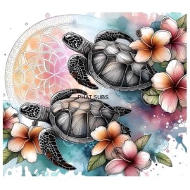 20oz Sublimation Tumbler Wrap Watercolor Sea Turtle Ready To Press Heat Transfer