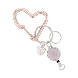 FLOWERING Carabiner (with reel) Heart GKH0013-PG (Pink Gold)