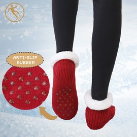 WOTENC Women Slipper Socks Knitted Warm And Fluffy Fleece Lined Non Slip Socks Winter Socks Home Sleeping Socks for Bed Socks