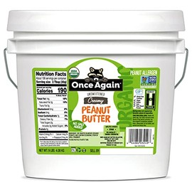 Once Again Organic, Creamy Peanut Butter - Salt Free, Unsweetened - 9 lb Bucket