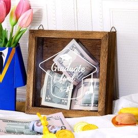 Cinnvoice Wooden Graduate Fund Box 2025 Graduation Gifts for Centerpieces Class of 2025 Graduate Money Box Cash Gift Decorations Congrats Graduate Party Favor College Grad Party Supplies