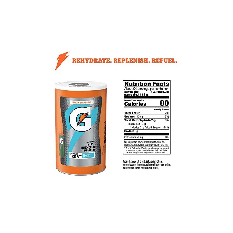 Gatorade Thirst Quencher Powder, Frost Glacier Freeze, 76.5 Ounce, Pack