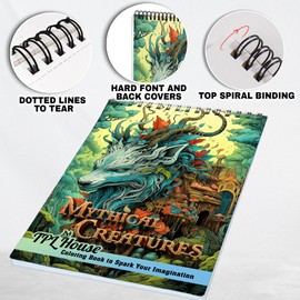 TPLHOUSE Mythical Creatures Coloring Book for Adults, Premium Cover, Spiral Bound Edition, Bring Mythical Creatures to Life with 30 Vibrant Coloring Pages for Creativity and and Relaxation