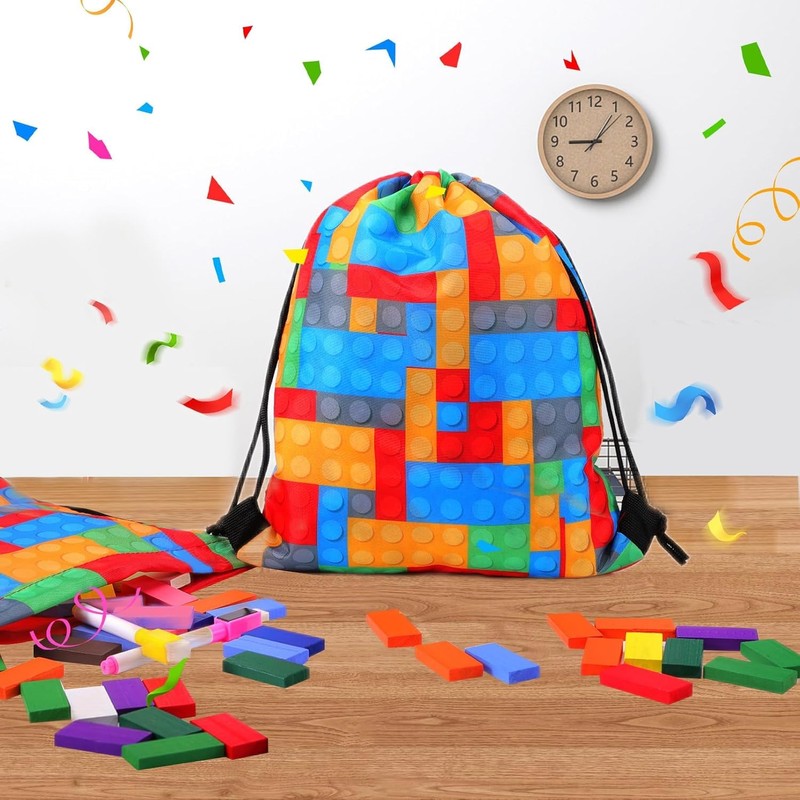 ausurme 12 Building Blocks Drawstring Bags12PCS Building Blocks Drawstring Gift