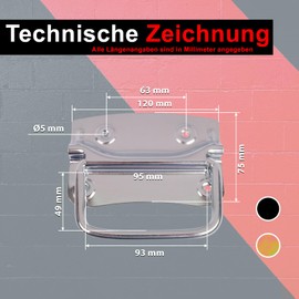 PRIOstahl Box Handle with Locking Folding Handle Chest Handle Furniture Handle x 4 Pieces Design: Galvanised 120 x 80 mm Includes Mounting Screws for Boxes Chests Boxes Doors Made of Steel