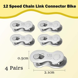 4 Pairs Bike Chain Link 12 Speed Chain 12 Speed Quick Link, Bicycle Missing Link, Chain Link Connector Bike Suitable for Mountain and Road Bikes
