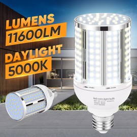80W LED Corn Light Bulb(5 Pack),(800 Watt Equivalent) Fanless E26/E39 Medium/Large Mogul Base LED Cob Lamp 5000K Daylight 11,600LM for Outdoor Indoor Garage Warehouse Factory Workshop Street Backyard