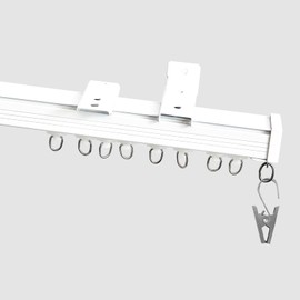 Curtain Track Heavy Duty Ceiling Wall Mount Sliding Curtain Track Rail Rod System with Rollers Clips Hooks Room Divider Privacy Partition Separator