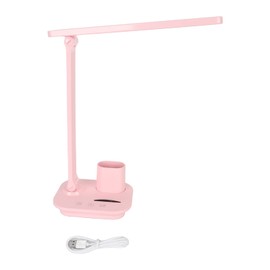 Qcwwy LED Table Lamp, 5 W Angle Adjustable LED Desk Lamp, Continuous Dimming, Touch Control, Soft Lighting with Pen Holder for Reading (Pink)