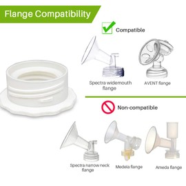 PumpMom Pump Bottle Adapter, Baby Bottle Thread Changer Converter for Spectra S1 S2 Pump Wide Mouth Flanges to Use Standard Sized Bottles. Compatible with Medela, Ameda, Dr. Brown Narrow Neck Bottles