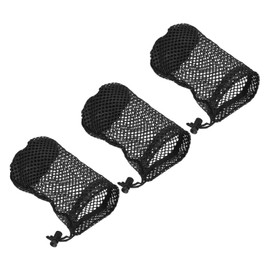 PATIKIL 6.7"x 4.3" Golf Ball Bag, 3 Pack Nylon Drawstring Mesh Bag Storage 12-16 Balls with Cord Lock Closure for Golf Tennis Sports, Black