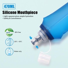 BBAIYULE Hydration Running Vest, 470ml Water Bottle, 9 Pockets, Reflective Backpack for Trail Racing, Marathon, Hiking