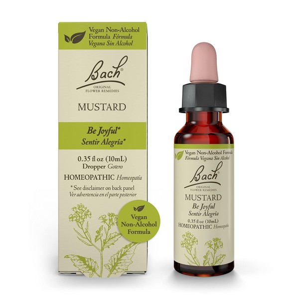 Bach Original Flower Remedies, Mustard for Joy (Non-Alcohol Formula), Natural Homeopathic Flower Essence, Holistic Wellness and Stress Relief, Vegan, 10mL Dropper
