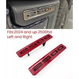 Auto Gloss Black Red Front Bumper Fascia Fender 2500 Emblems 2024+ GMC SIERRA 2500HD