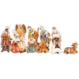 The Healing Corner Christmas Nativity Set Traditional Xmas Scene 11 figures 3 1/2" Multicolour Christmas Ornament Made in Italy