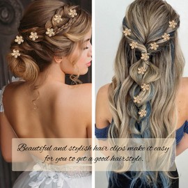 YISSION 20 Pcs Mini Rhinestone Hair Clips Cute Flower Hair Clips Decorative Hair Pins Wedding Bridal Flower Hair Accessories for Girls Women (Champagne)