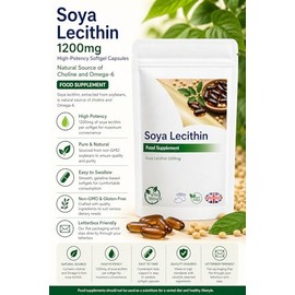 Lecithin 1200mg Softgel Capsules | SOYA Lecithin for Brain, Liver and Heart Health Support (Pack of 120)